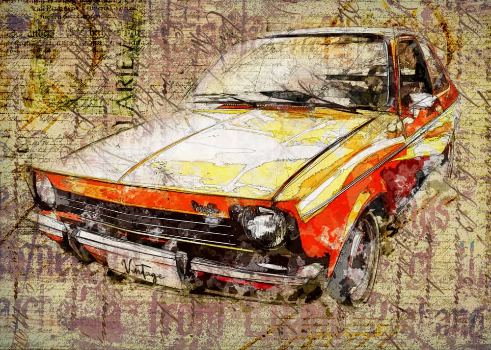 Vintage Car Art by Lembayung senja studio [Vintage Poster] — canvas wall art