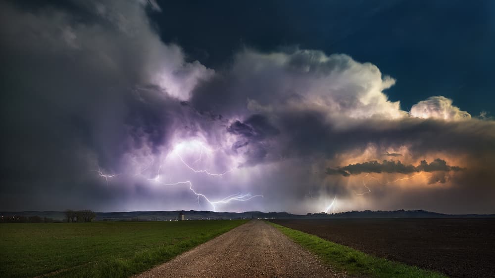 Lightning Storm Road by Burger Jochen — canvas wall art