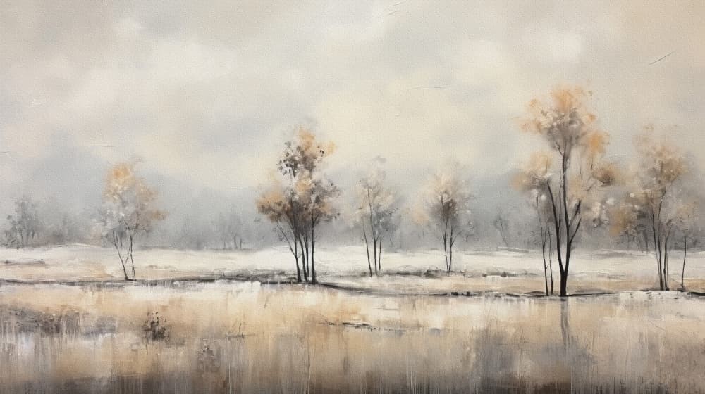 Misty Autumn Trees by Bilge Paksoylu — canvas wall art
