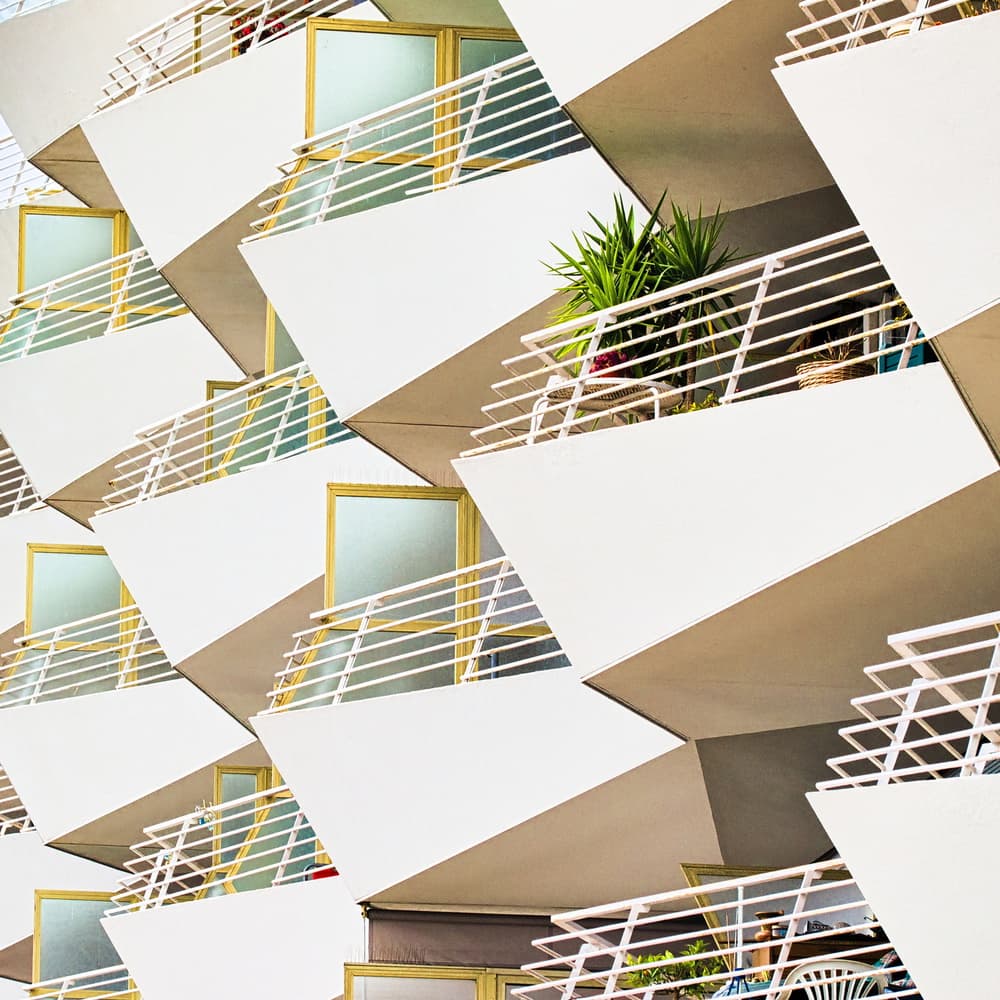 Modern Geometric Balconies by Paco Palazon — canvas wall art