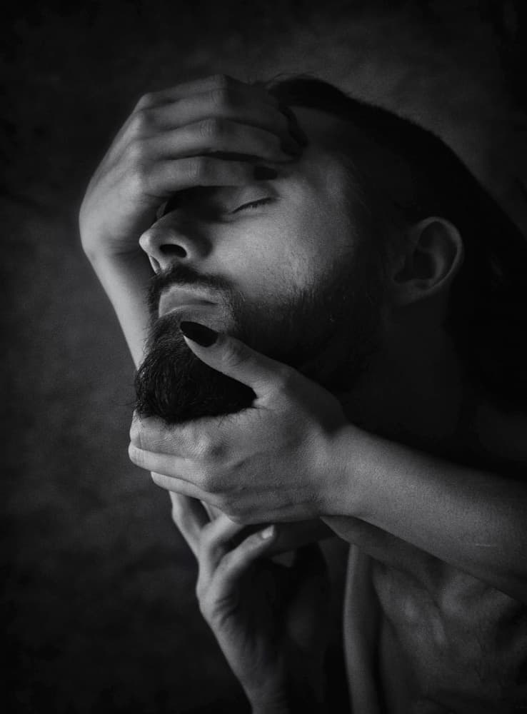 Bearded Man's Embrace by Yuri Shepelev — canvas wall art