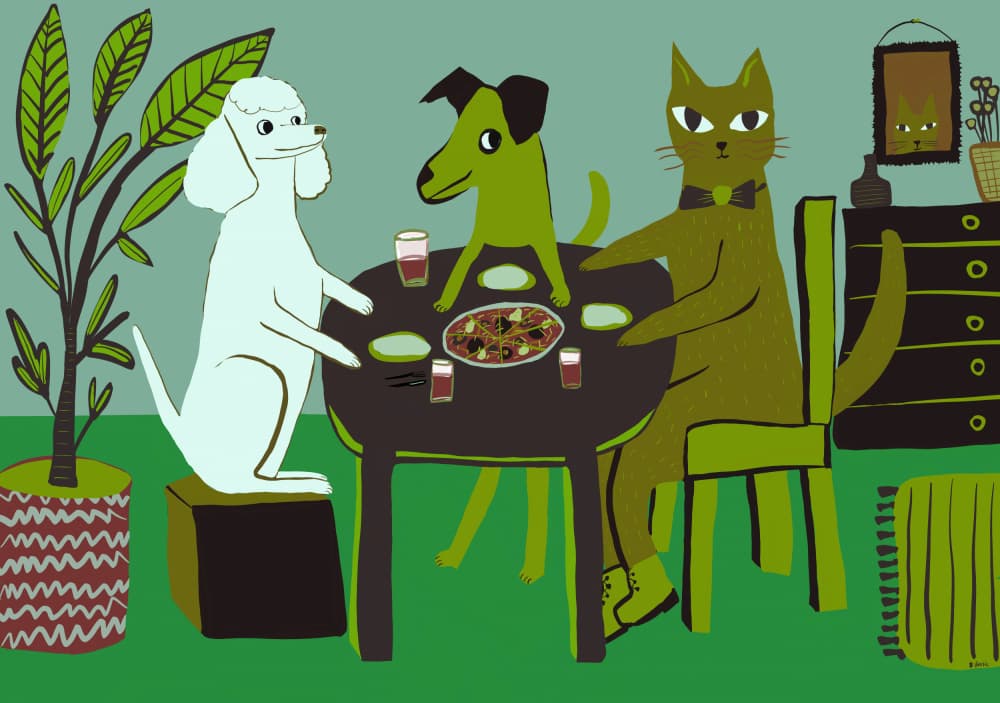 Whimsical Pet Dinner by Sharyn Bursic — canvas wall art
