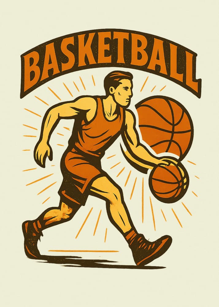 Vintage Basketball Dribble by Pictufy Studio IV — canvas wall art
