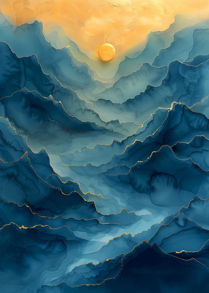 Golden Glow Mountain Layers by Justyna Jaszke — canvas wall art