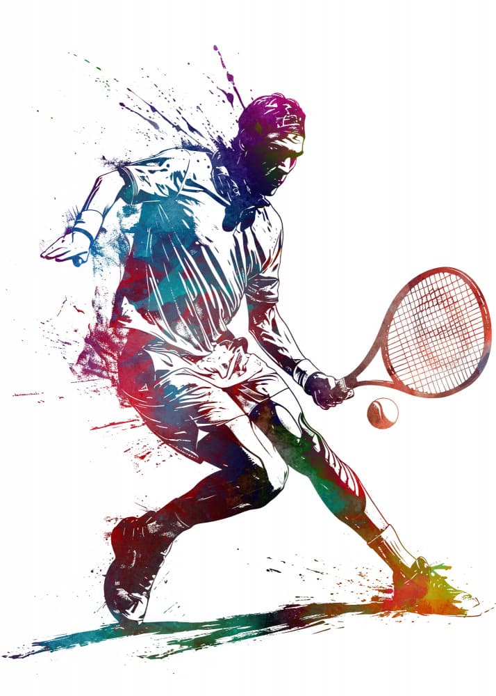 Colorful Tennis Action by Justyna Jaszke — canvas wall art