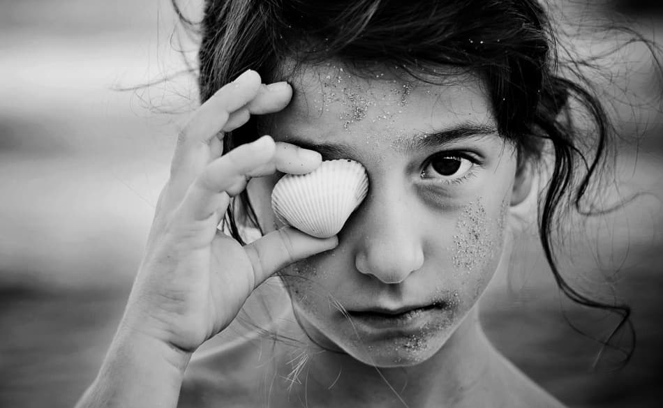 Girl's Seashell Gaze by Svetlana Bekyarova — canvas wall art