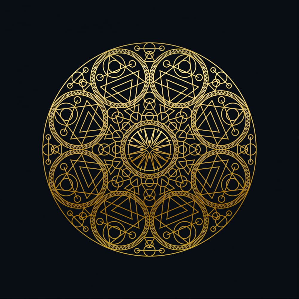 Golden Sacred Geometry by Marika Barsrsind — canvas wall art