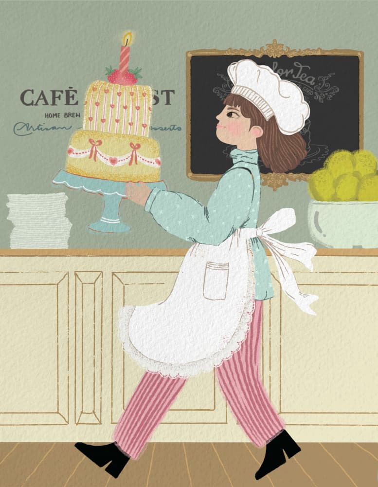 Charming Baker with Cake by Yami SM — canvas wall art