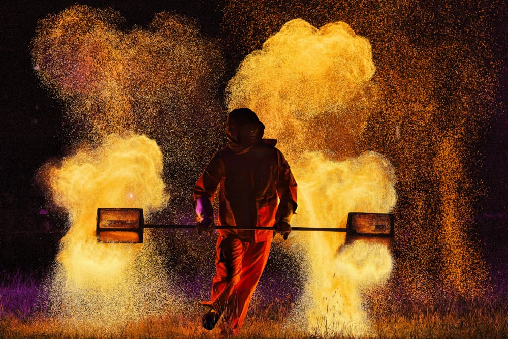 Orange Dust Explosion by MingLun Tsai (蔡明倫) — canvas wall art