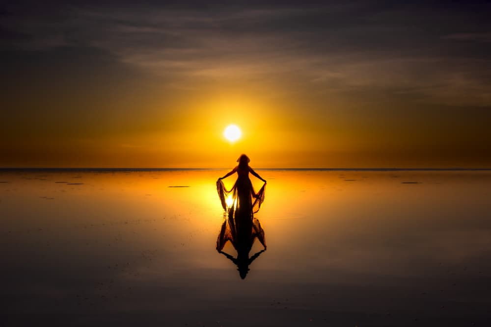Golden Sunset Reflection by Ken Liang — canvas wall art