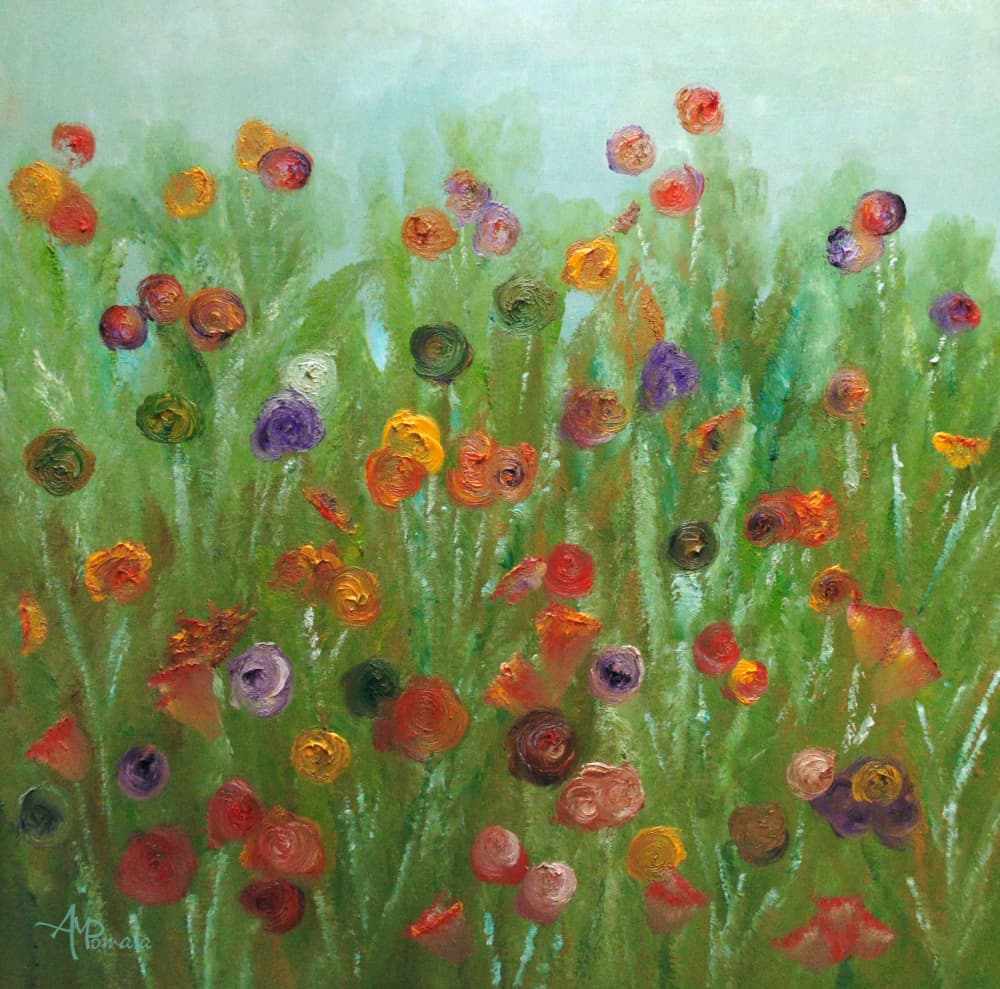 Colorful Flower Field by Angeles M. Pomata — canvas wall art