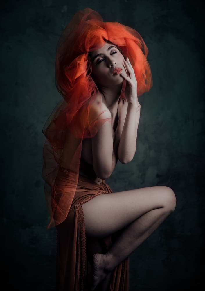 Sensual Orange Elegance by Jajang Hareudang — canvas wall art