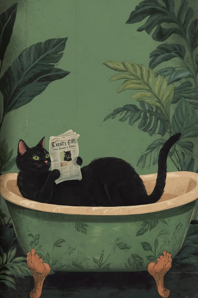 Cat's Relaxing Bath by The Art Concept — canvas wall art