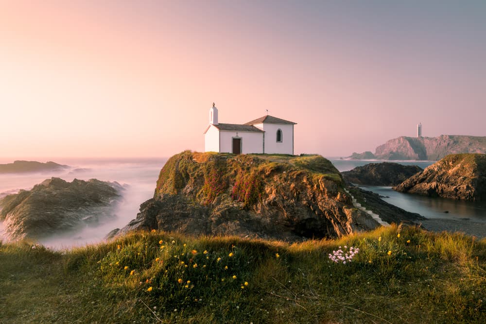 Cliffside Chapel Sunset by Adrian Nunez — canvas wall art