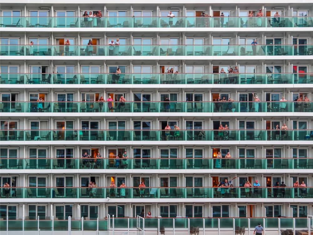 People On Ship Balconies by Franz Baumann — canvas wall art