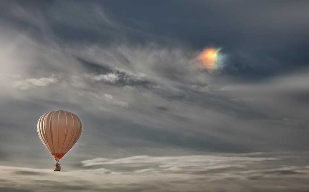 Hot Air Balloon Rainbow Sky by Yvette Depaepe — canvas wall art