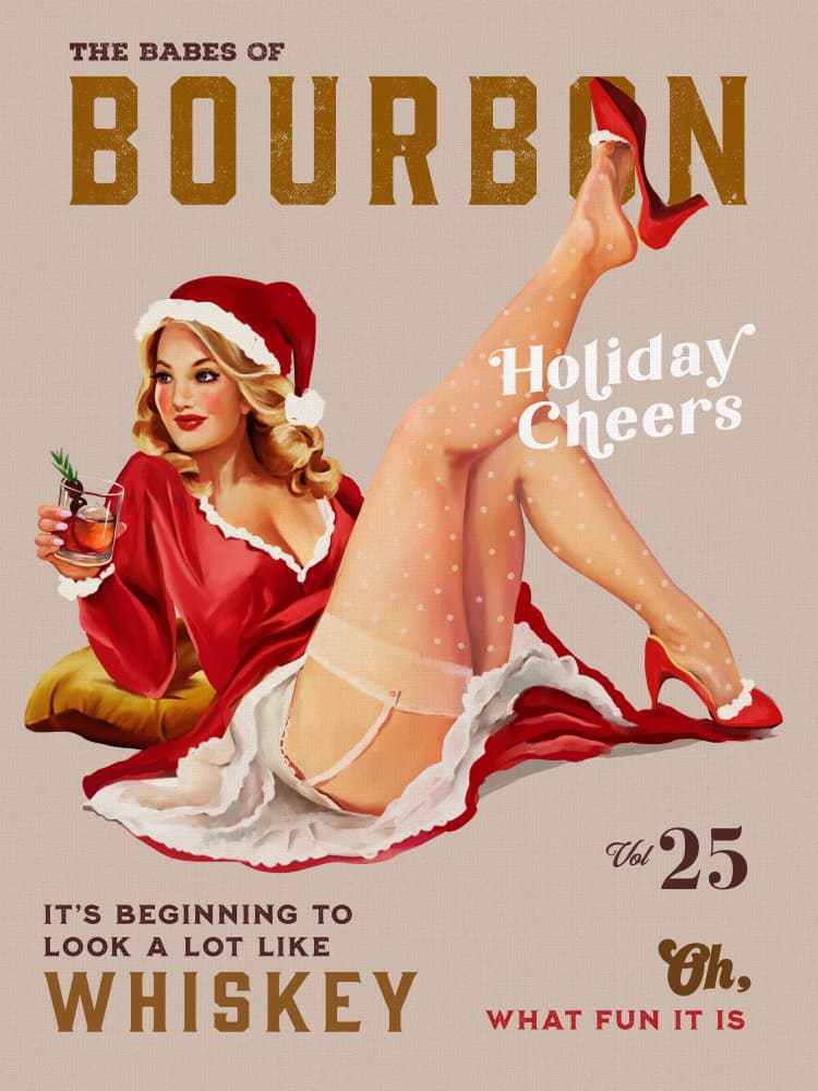 Babes of Bourbon Vol 25 Holiday Cheer Christmas Pinup by The Whiskey Ginger — canvas wall art