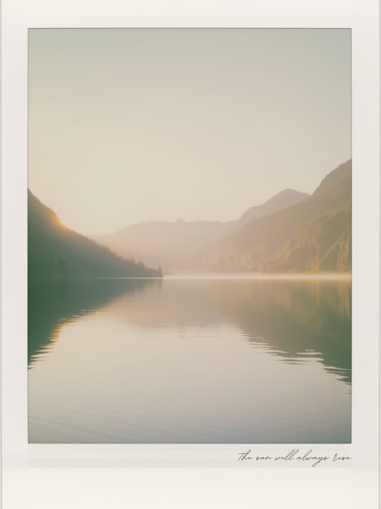 Misty Mountain Lake Sunrise by Ohkimiko — canvas wall art