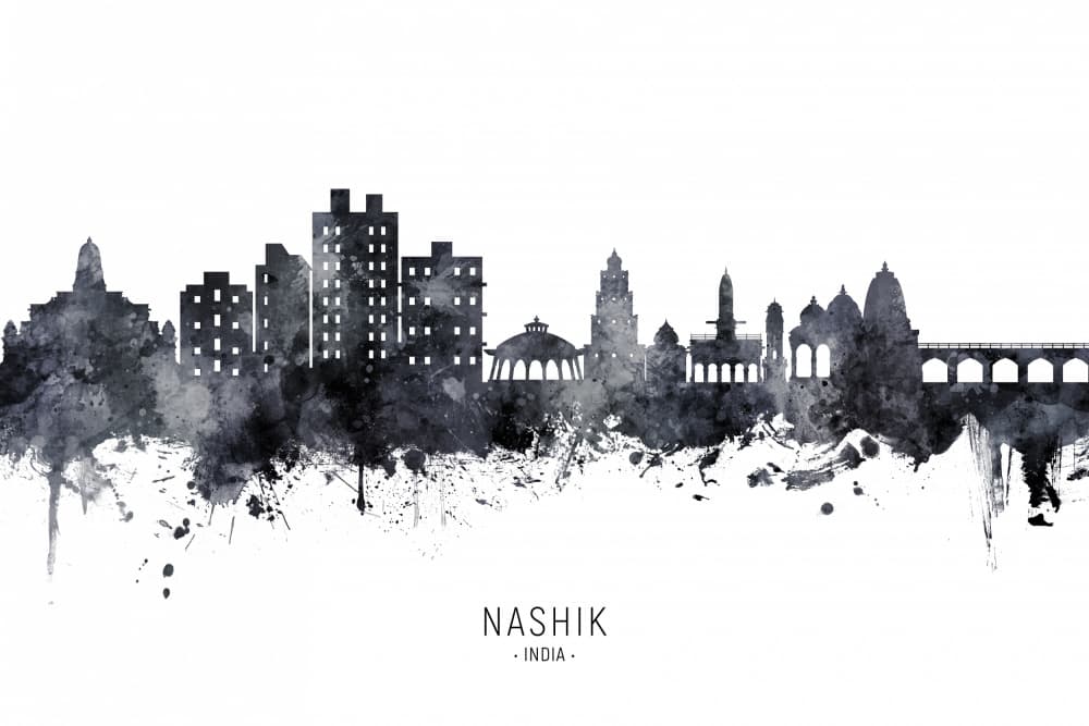 Watercolor Nashik Skyline by Michael Tompsett — canvas wall art