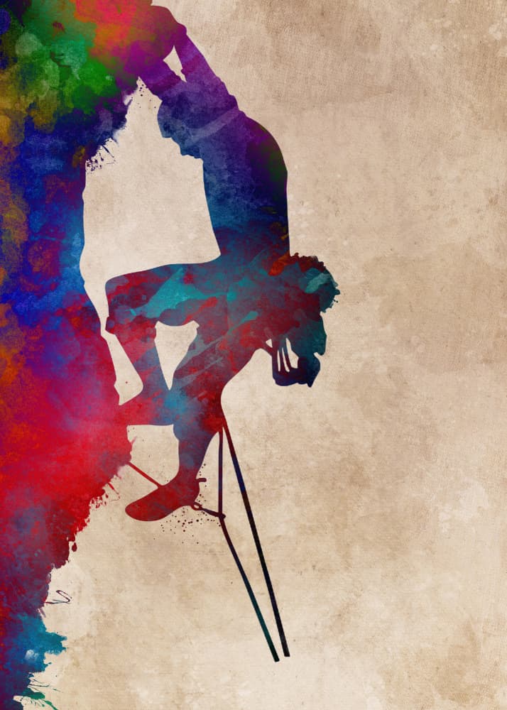 Vibrant Climbing Silhouette by Justyna Jaszke — canvas wall art