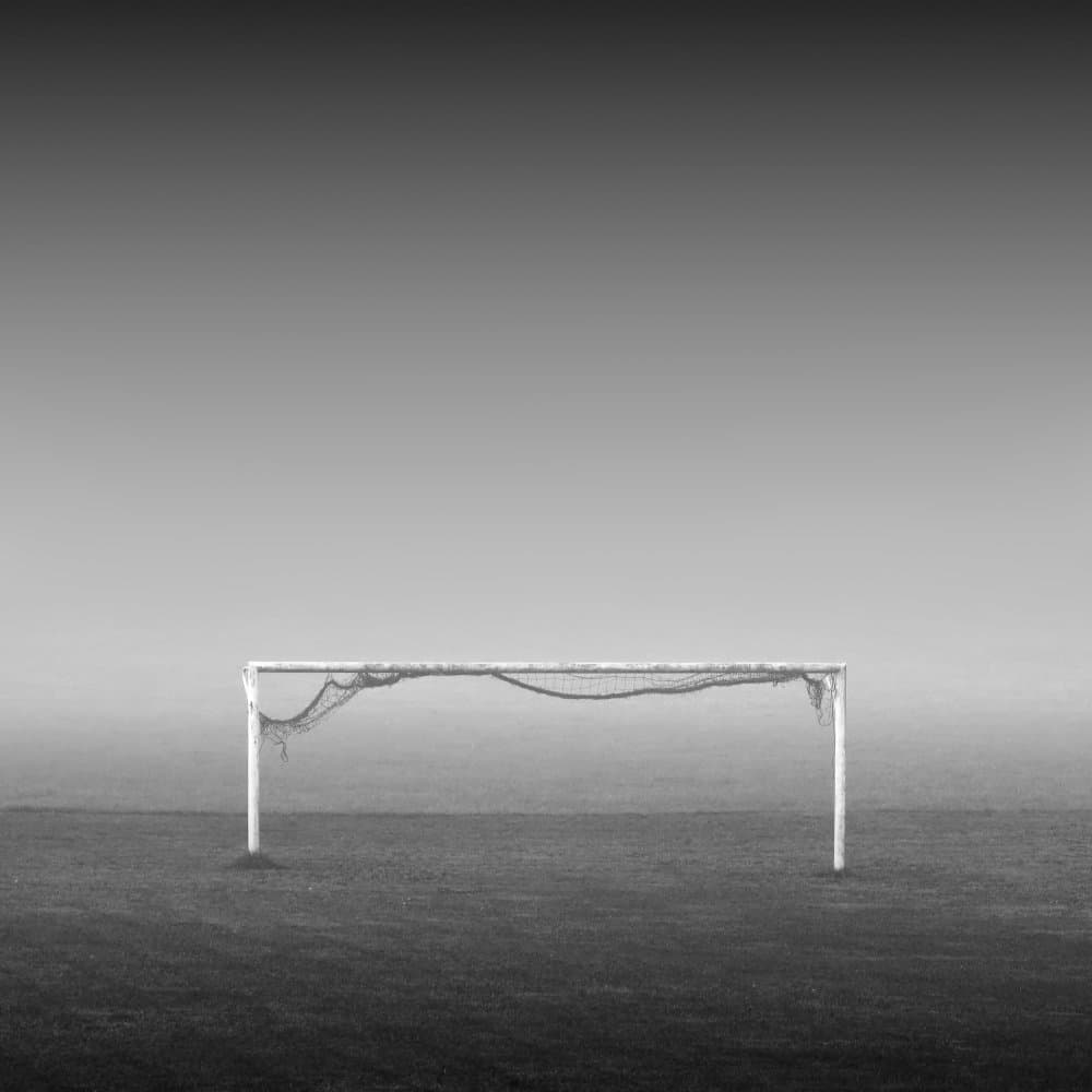 Misty Football Goal by Alexej Schulz — canvas wall art