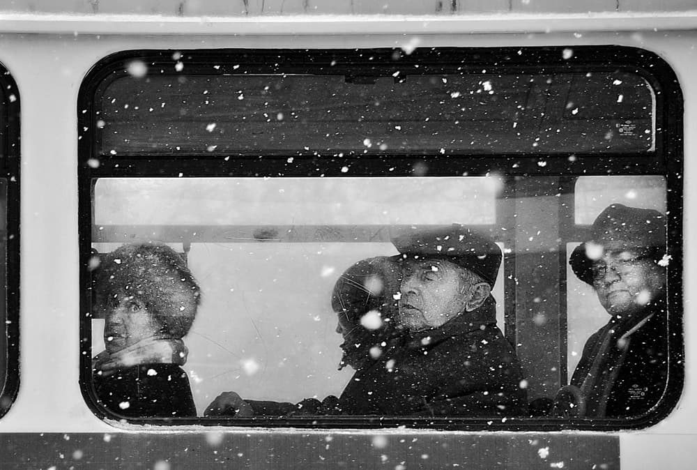 Commuters In Snow by Nicoleta Gabor — canvas wall art