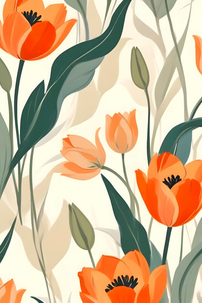 Vibrant Tulip Pattern by Uma Gokhale — canvas wall art