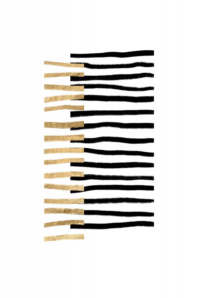Gold on Black Lines by uplusmestudio — canvas wall art