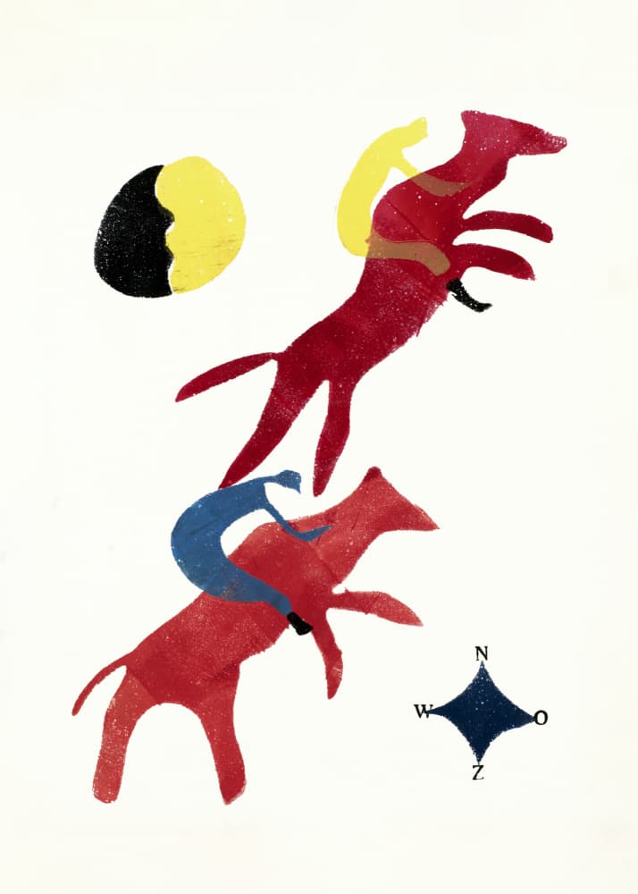 Red Horses Compass Moon by H.N. Werkman by Pictufy Studio IV — canvas wall art