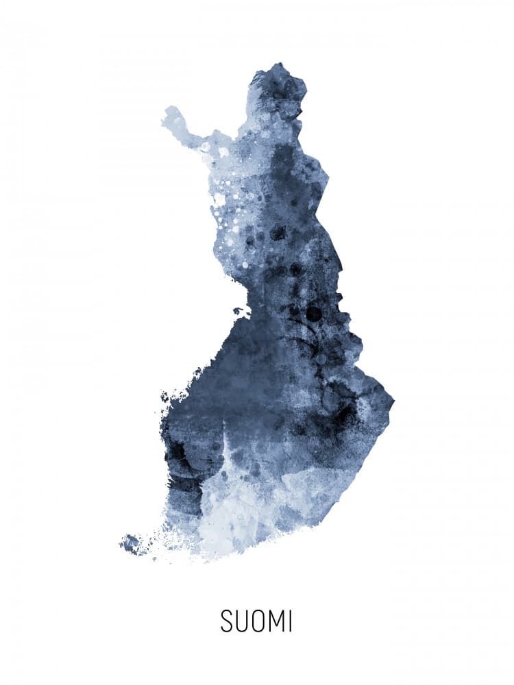 Finland Watercolor Map by Michael Tompsett — canvas wall art
