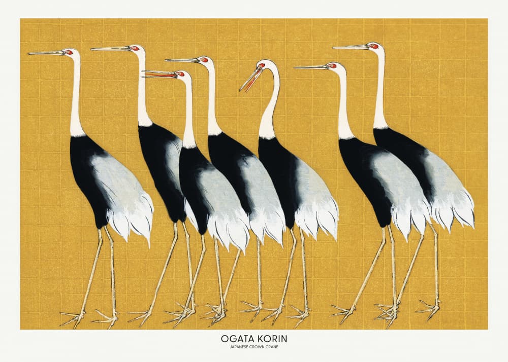 Japanese Red Crown Crane by Ogata Korin — canvas wall art