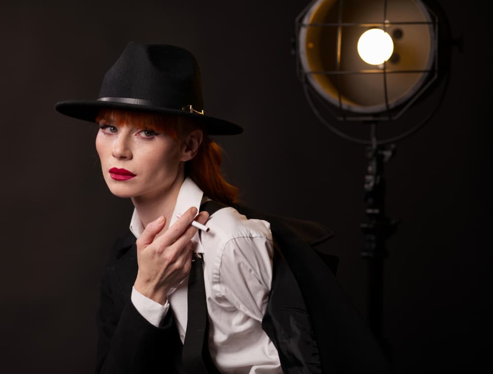 Redhead Noir Portrait by Offer Ellbogen — canvas wall art