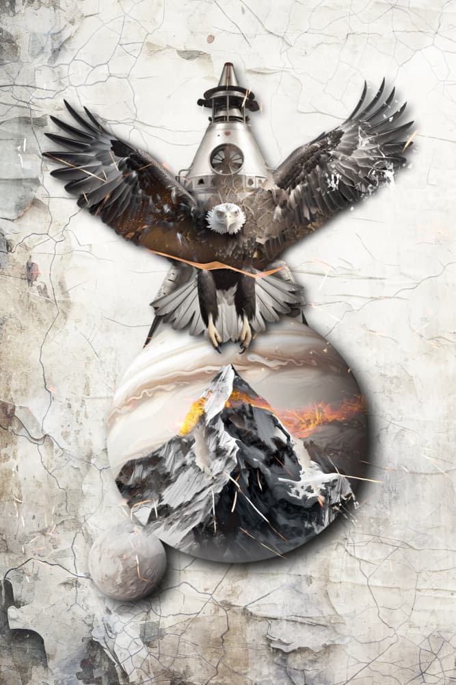 Eagle and Fiery Planet by Rafal Kulik — canvas wall art