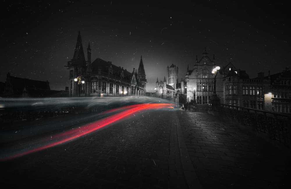 Red Light City Night by Larry Deng APA — canvas wall art