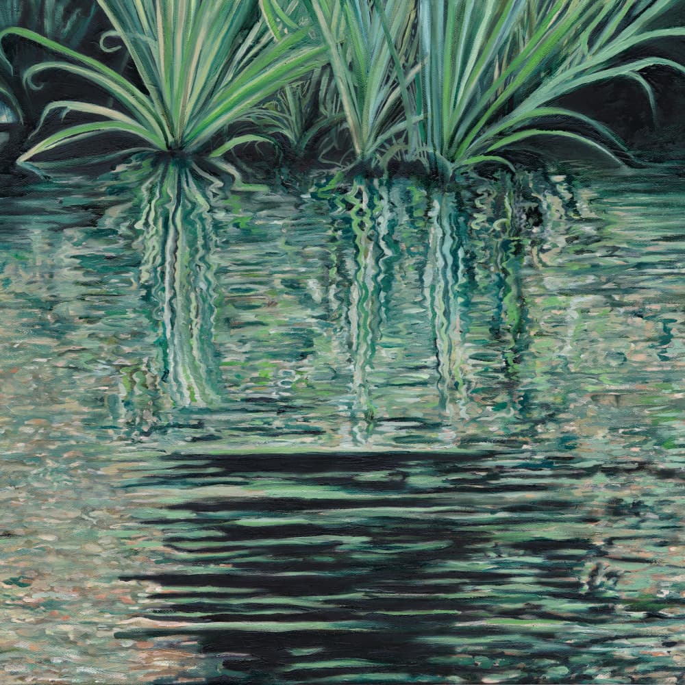 Green Water Reflections by Viccy Wanliss — canvas wall art
