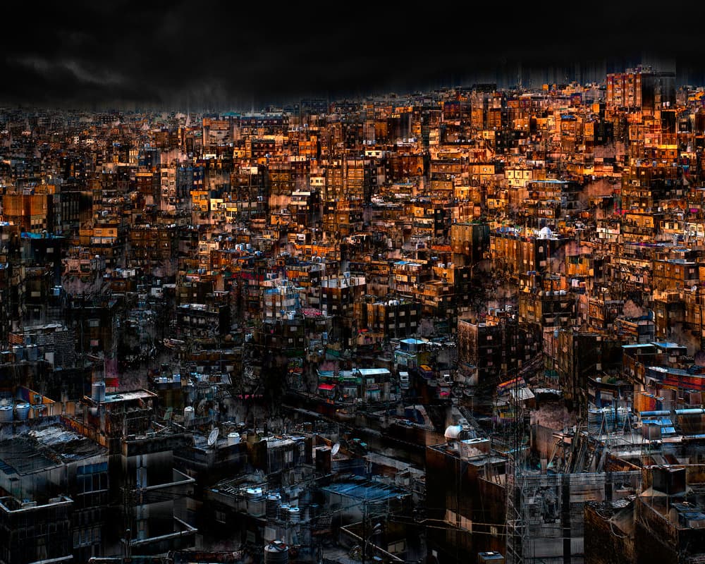Golden City Lights by Ibrahim Nabeel — canvas wall art