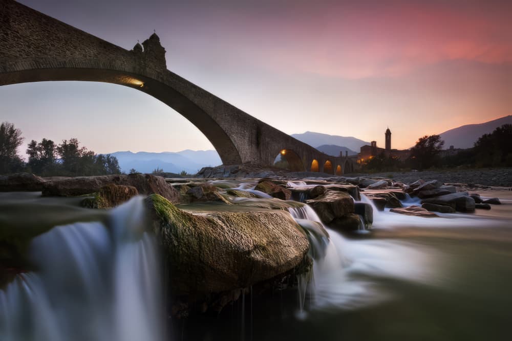 Ancient Bridge River Twilight by Fiorenzo Carozzi — canvas wall art