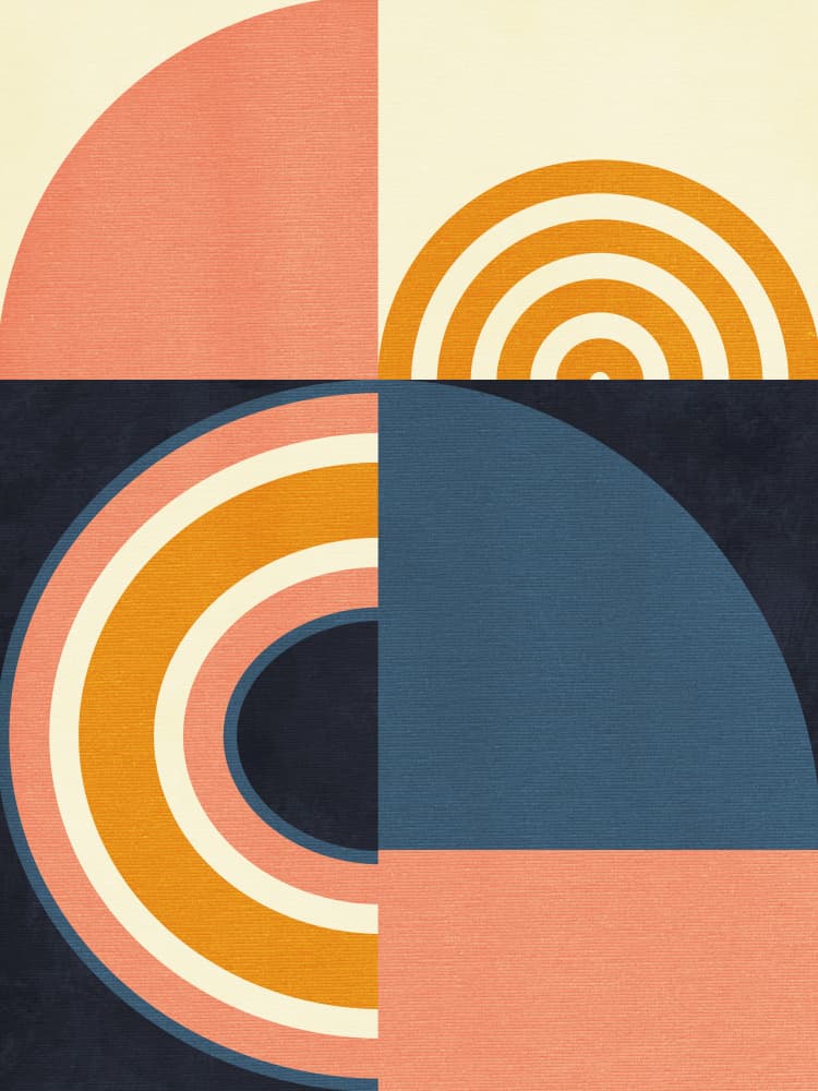 Rainbow Plus Shapes  Blue Mustard9 by Ana Rut Bre — canvas wall art
