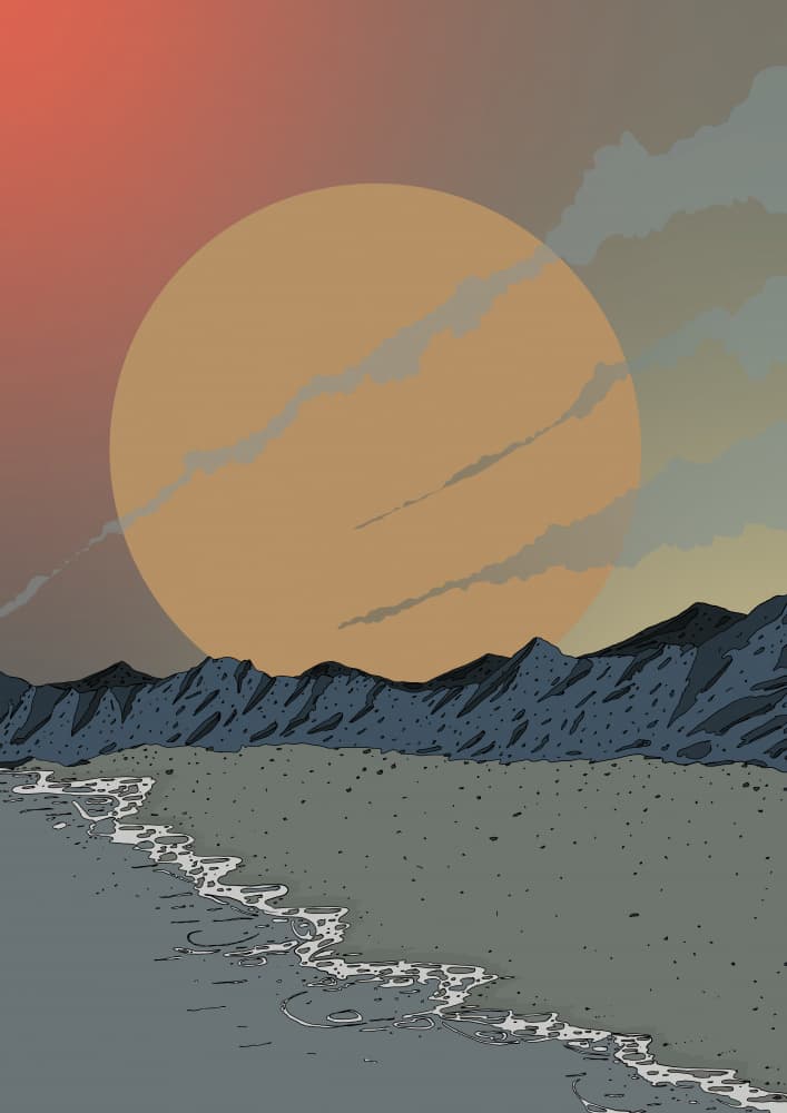 Orange Sun Beach Waves by Nicholas — canvas wall art