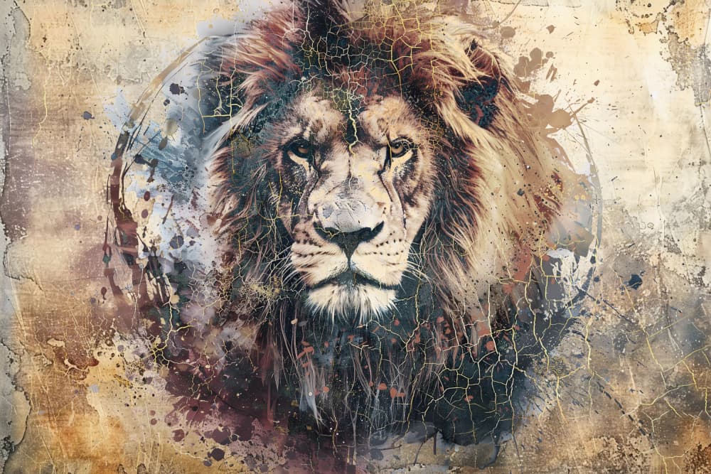 Gritty Lion Stare by Rafal Kulik — canvas wall art