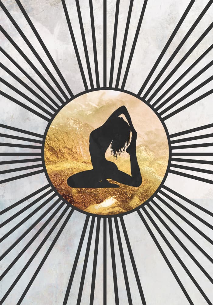 Golden Yoga Silhouette by Sarah Manovski — canvas wall art