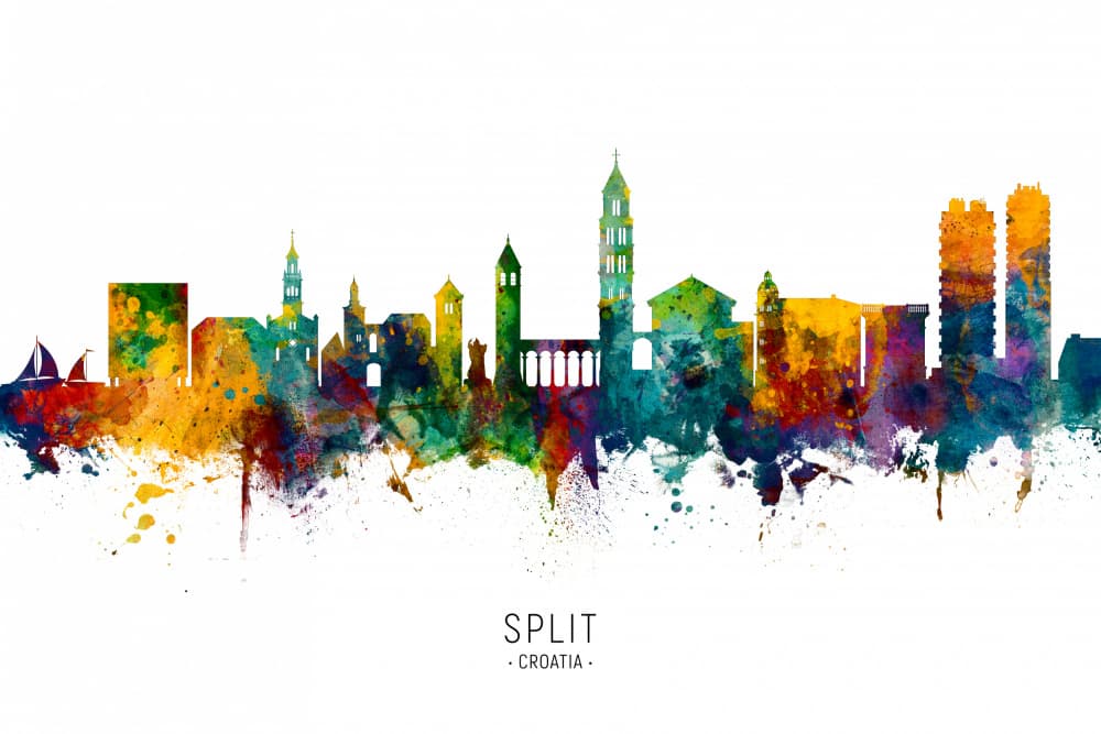 Vibrant Split Cityscape by Michael Tompsett — canvas wall art
