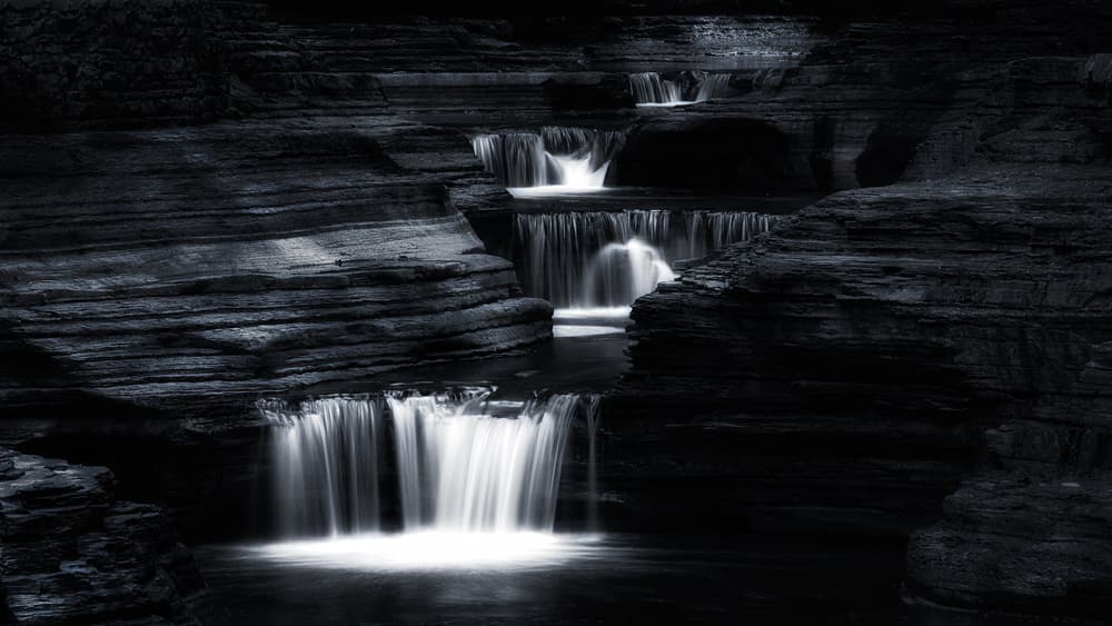 Dark Canyon Waterfalls by Aidong Ning — canvas wall art