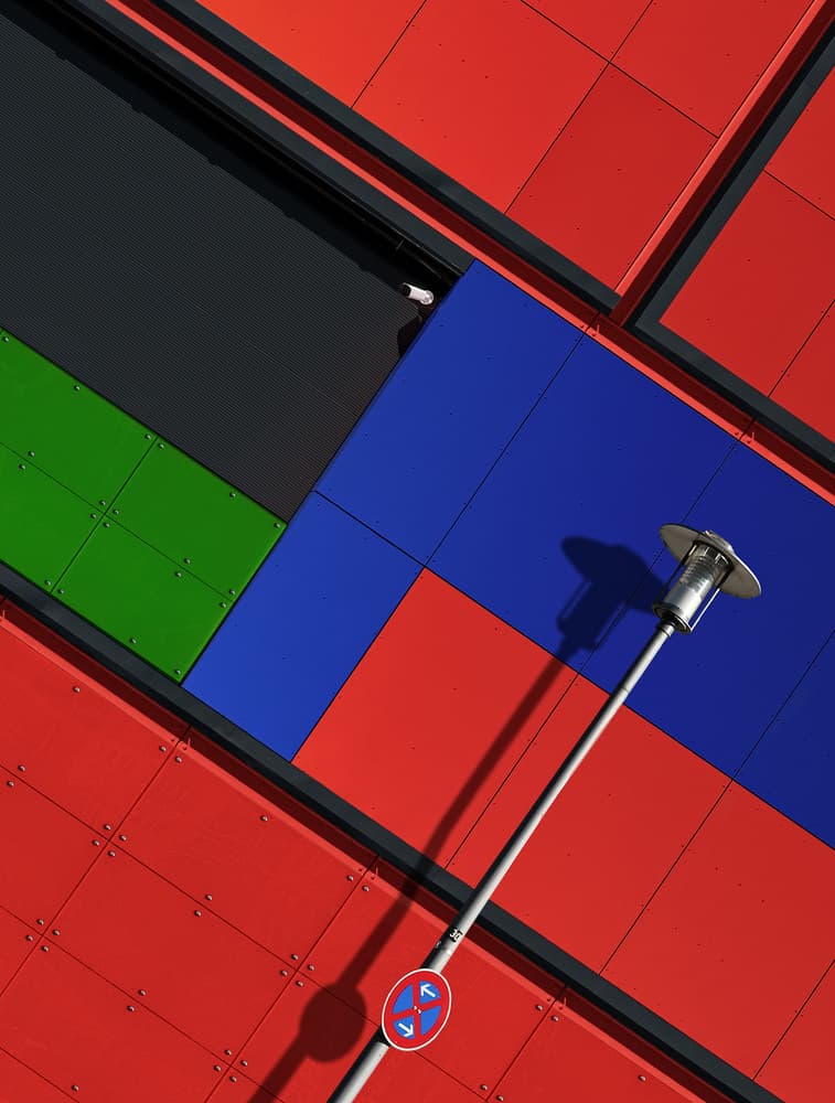 Geometric Streetlight Color Blocks by Tomasz Buczkowski ( Tomush ) — canvas wall art