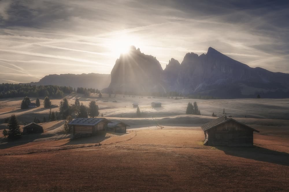 Misty Alpine Morning Sun by Thomas de Franzoni — canvas wall art