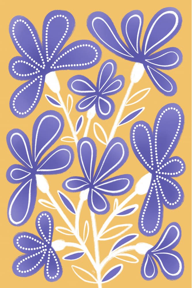 Bohemian Purple Flowers by Martina — canvas wall art
