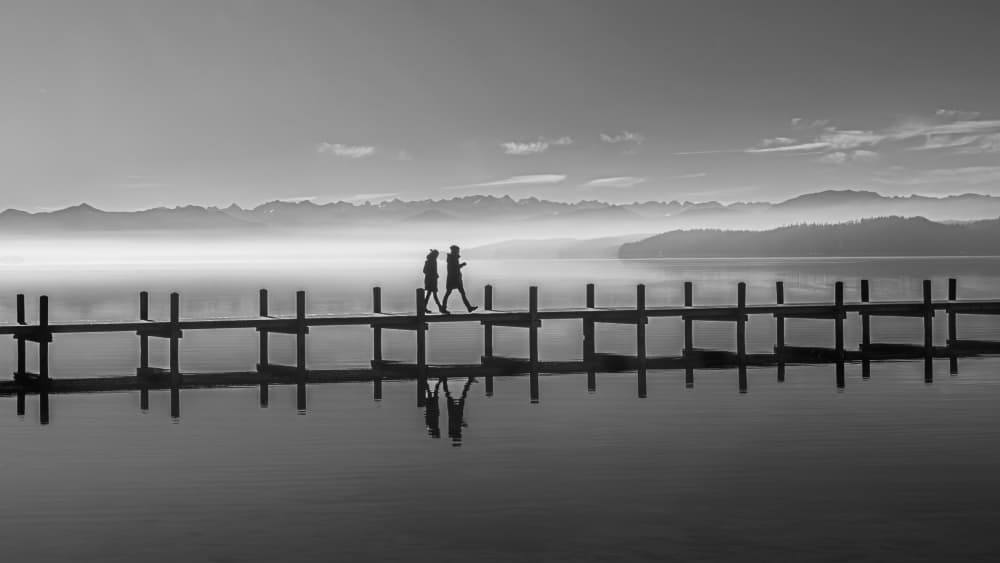 Misty Lake Walk by Andy Dauer — canvas wall art