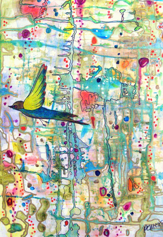 Vibrant Abstract Bird by Sylvie Demers — canvas wall art