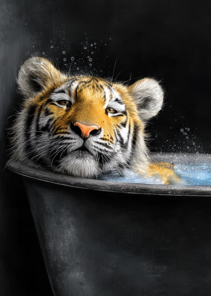Tiger In Bathtube 4 by Justyna Jaszke — canvas wall art