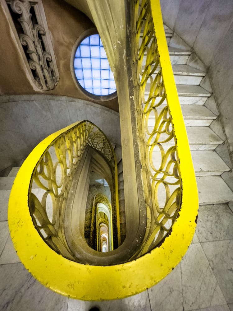 Winding Yellow Staircase by Ronald Scott Johnson — canvas wall art